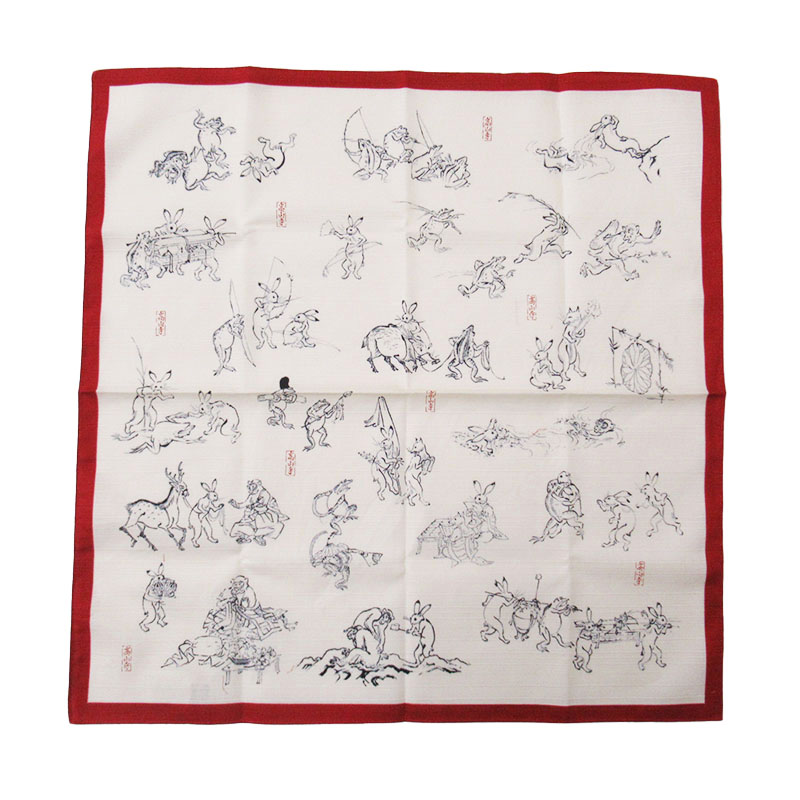 鳥獣戯画　エンジ　綿シャンタン